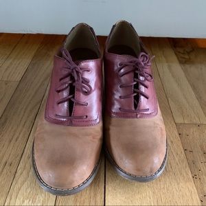 Chunky Heels lace up two-tone shoes